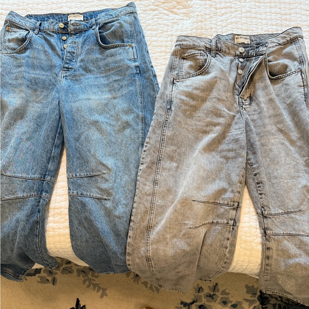 We the Free mid waisted barrel jeans!